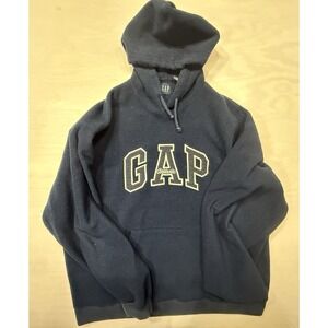 Vintage GAP Athletic Hoodie Sweatshirt Fleece Men Large XL Blue Y2K Sweater